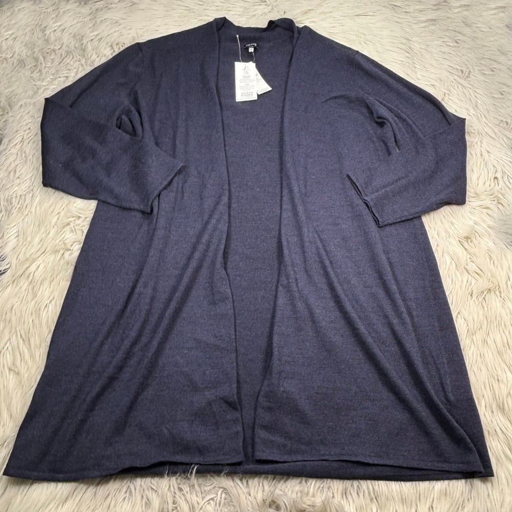 NWTWF Eileen Fisher Women's 3X Navy Knee Length Jersey Merino Cardigan Quiet Lux